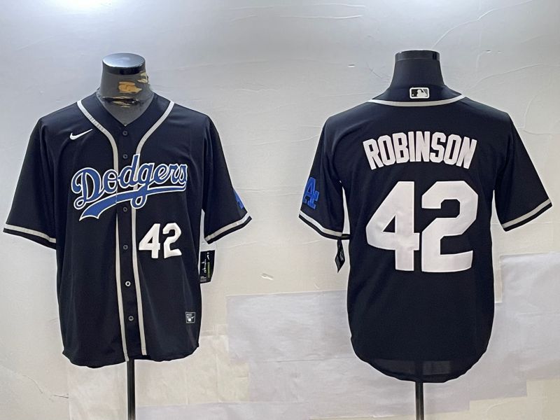 Men Los Angeles Dodgers 42 Robinson Black Game 2024 Nike MLB Jersey style 11203